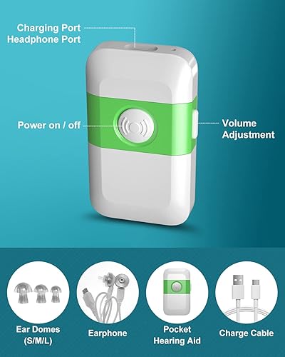 Miniatura 7 de Amplificador de sonido personal, audífonos recargables para personas mayores con celda de ruido, amplificador de audífonos, audífonos de venta libre