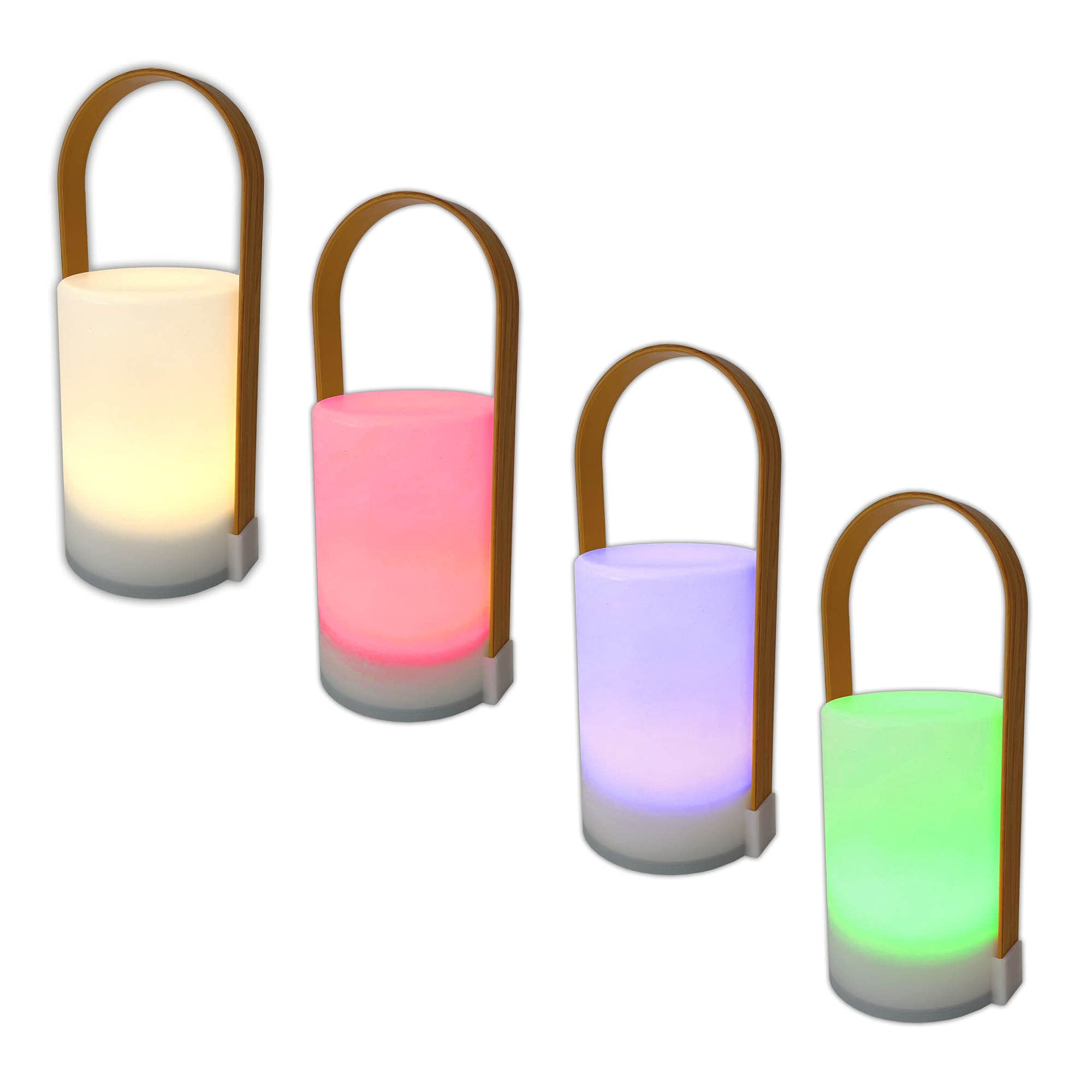 HAC24 4er Set LED Lampe Tischlampe Dekolampe Wohnzimmerlampe Batteriebetrieben Beleuchtung Warmweiß oder Farbwechsel Nachttischlampe