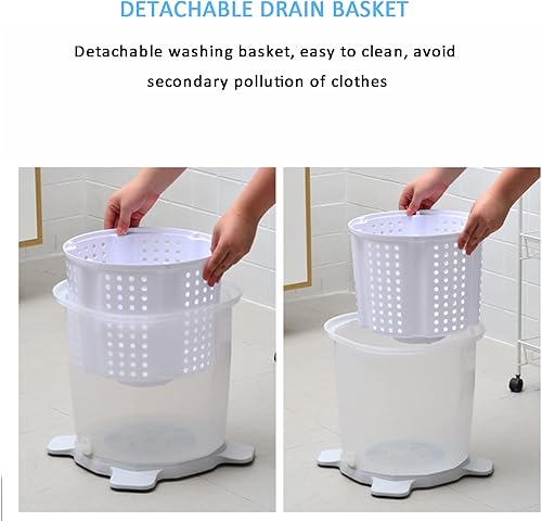 Miniatura 6 de Lavadora de manos, mini lavadora 2 en 1 y hilera de lavandería, secadora de centrifugado, lavadora de camping hasta 4.4 lbs, con manivela y
