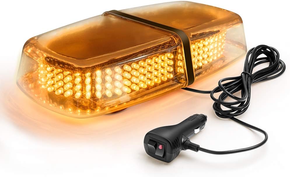 GoodRun Emergency Warning Light Bar Amber Roof Top Mini Mount With Magnetic Base For Car 240 Beads Lamp 12V 15W Waterproof (TWL-01)