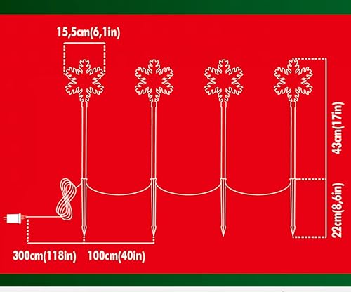 Miniatura 6 de LAMPHOME Disparo de 25.6 pulgadas, 1136 luces LED de copo de nieve, luz blanca superbrillante, 8 estacas, decoración total de Navidad al aire libre
