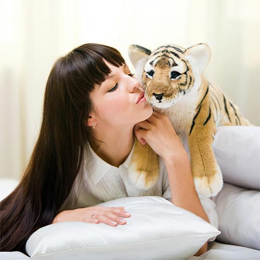 Grande Peluche Tigre 60CM, Giallo, Morbido Tigre Giocattolo | Carino peluche tigre, realistico & morbido, regalo di compleanno per ragazzi, ragazze, bambini, decorazione degli interni
