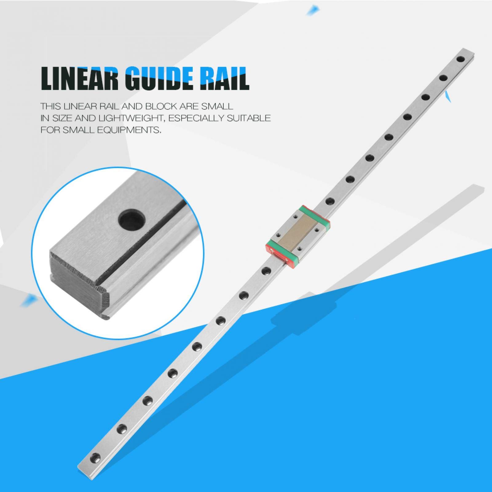 Guida a Movimento Lineare, Guida Lineare in Miniatura MGN12H Lunghezza 450 Mm Larghezza 12 Mm + Blocco di Scorrimento