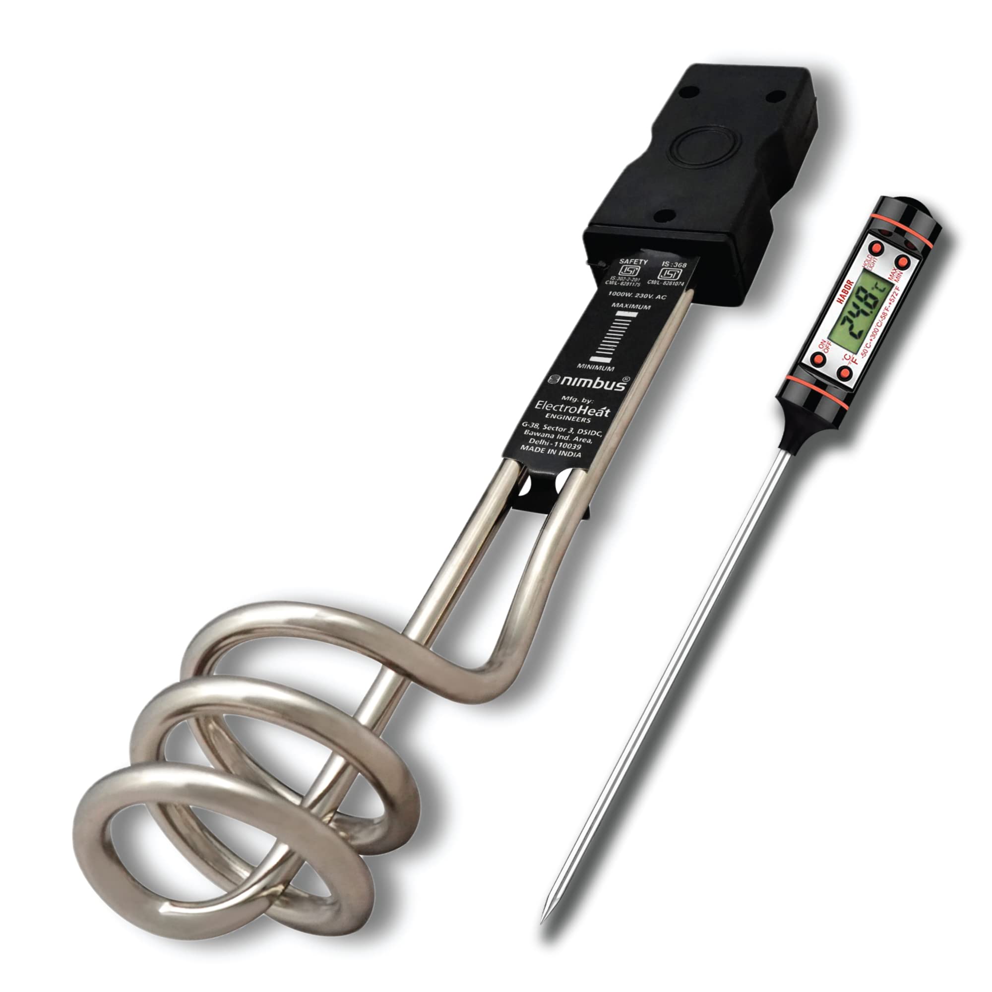 NIMBUS ISI Certified Classic 3 Ring 1000 Watts Electric Immersion Water  Heating Rod | Immersion Rod | Instant Bucket Water Heater | Travel Immersion  Heater Rod(With Free Water Temperature Meter) : Amazon.in: Home u0026 Kitchen