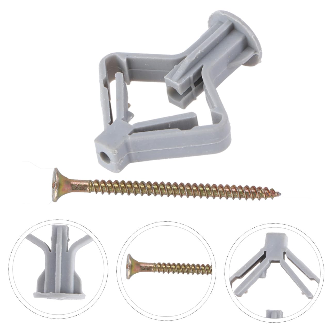 TOPBATHY 100 Stücke Spreizdübel Hängend Wandstecker Spreizrohr Gipskarton Befestigungsschraube Hardwares Zubehör Kunststoff Grau