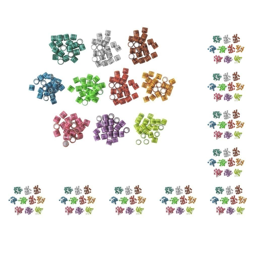 Juego de 100 anillos de paloma para identificar palomas, bandas de paloma para canarios, colores mixtos