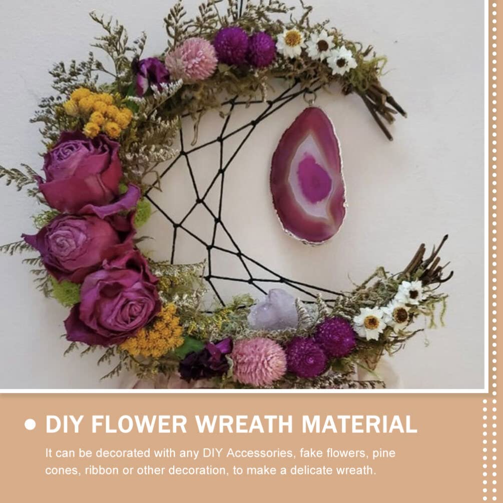 Beavorty 2pcs Rattan Garland Moon-Shaped Wreath Rattan Frame Grape Wreath Half Eid Door DIY Grapevine Ring Wicker Natural Decorative Flower Ring
