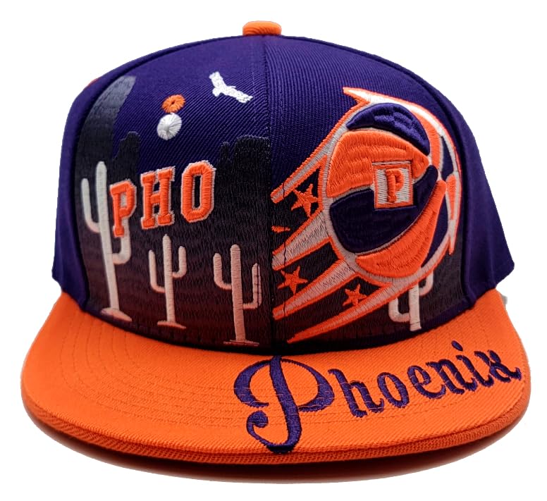 Phoenix New Leader Downtown PHX PHO Desert Cactus Purple Orange Era Snapback Hat Cap miniatura 3