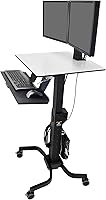 Vista 1 de Ergotron WorkFit-C - Escritorio móvil de pie con doble monitor, estación de trabajo con soporte rodante, para 2 monitores de hasta 24 pulgadas, 6 a
