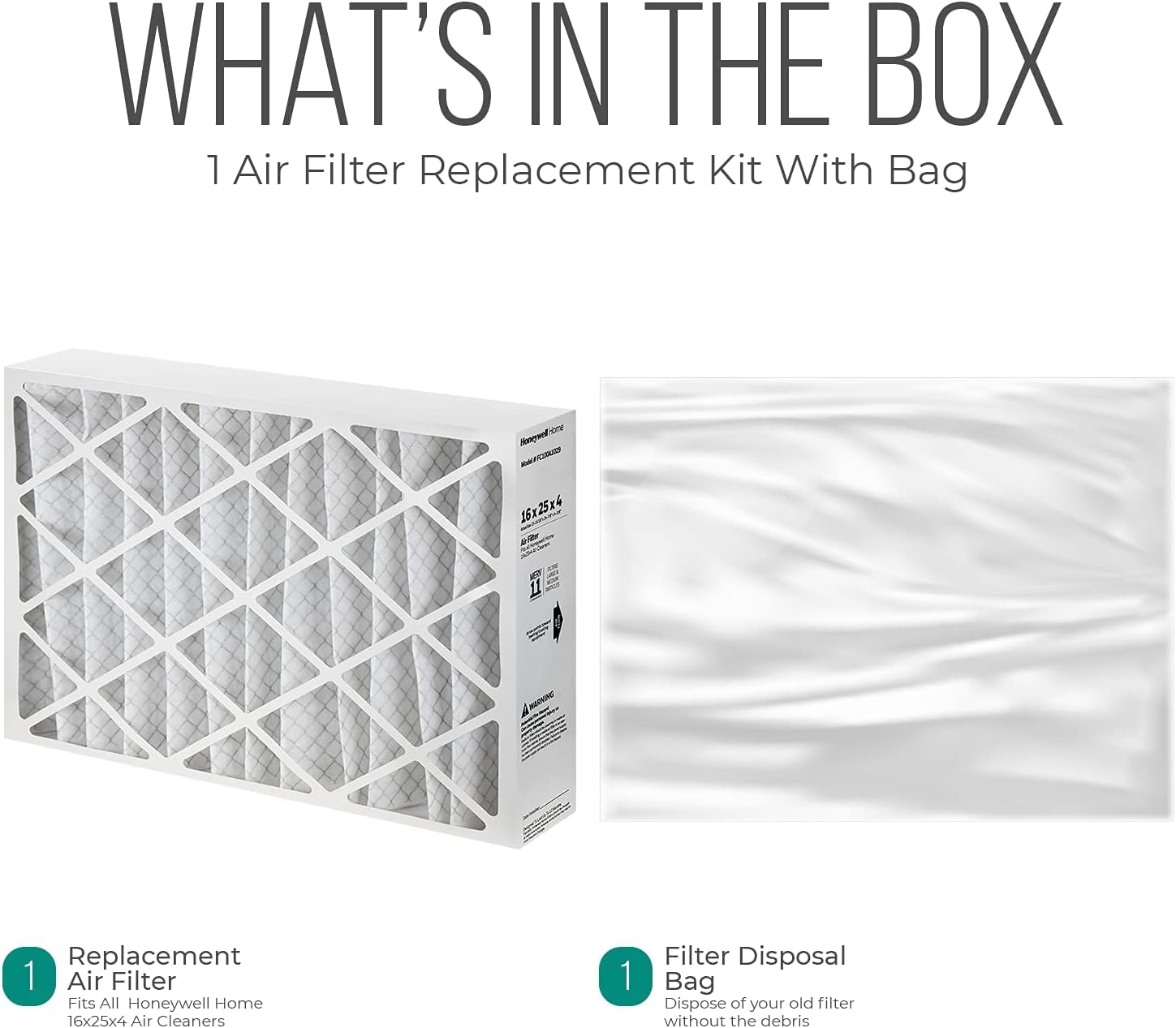 Furnace Filters 16x25x4 - HVAC Air Filter Replacement FC100A1029 Merv 11 with Homequip Easy Disposal Bag (1 Pack)