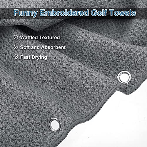 3 Pack Funny Golf Towel Embroidered Golf Towels for Golf Bags with Clip