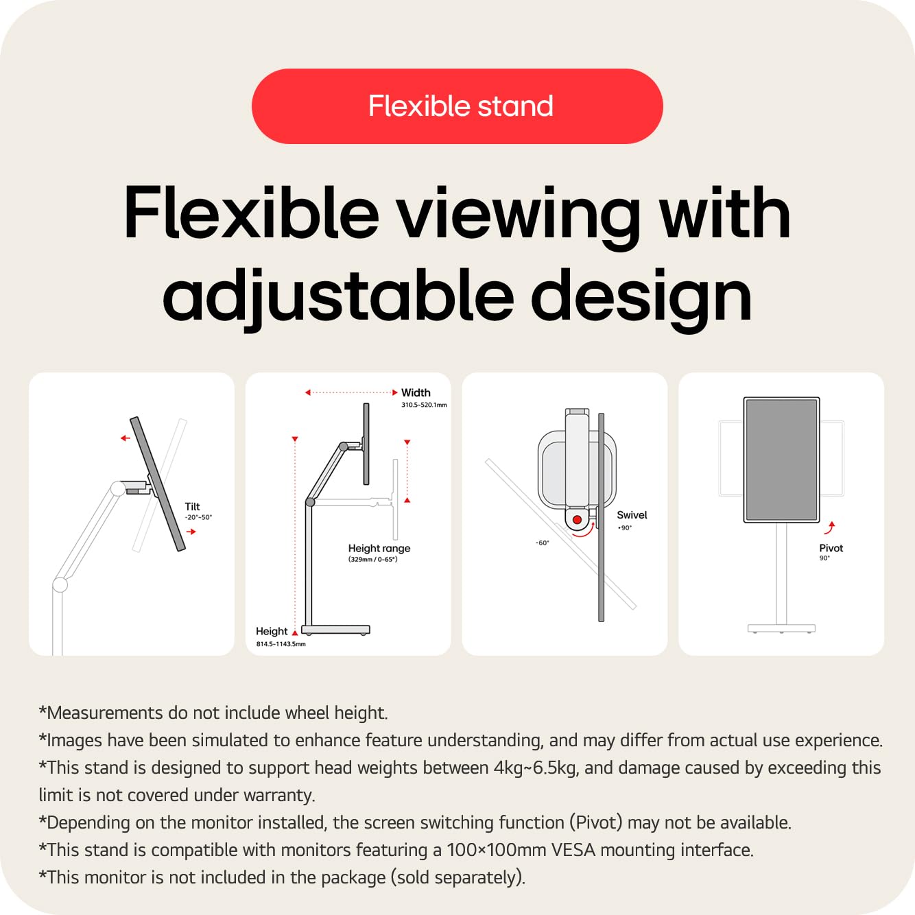 LG Smart Monitor Swing Stand STA32F (Compatible with Select LG