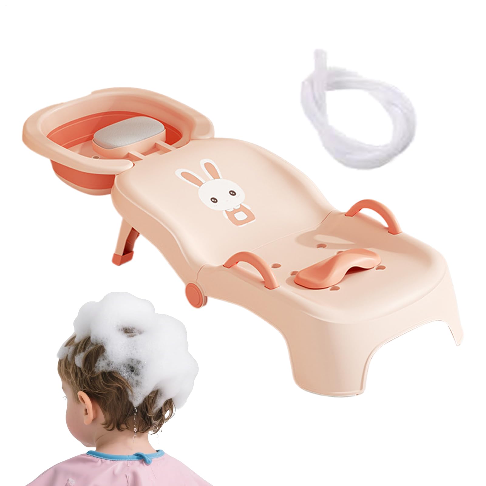 Shampoostuhl Faltbarer -Shampoo-Kopfspül-Waschsitz 0-10 Jahre | Klappbarer Kinder-Haarwaschstuhl Für Zuhause Bad WC Salon Mädchen 0-10 Jahre Kinder Haarwäsche Station Sitz Kopfstütze
