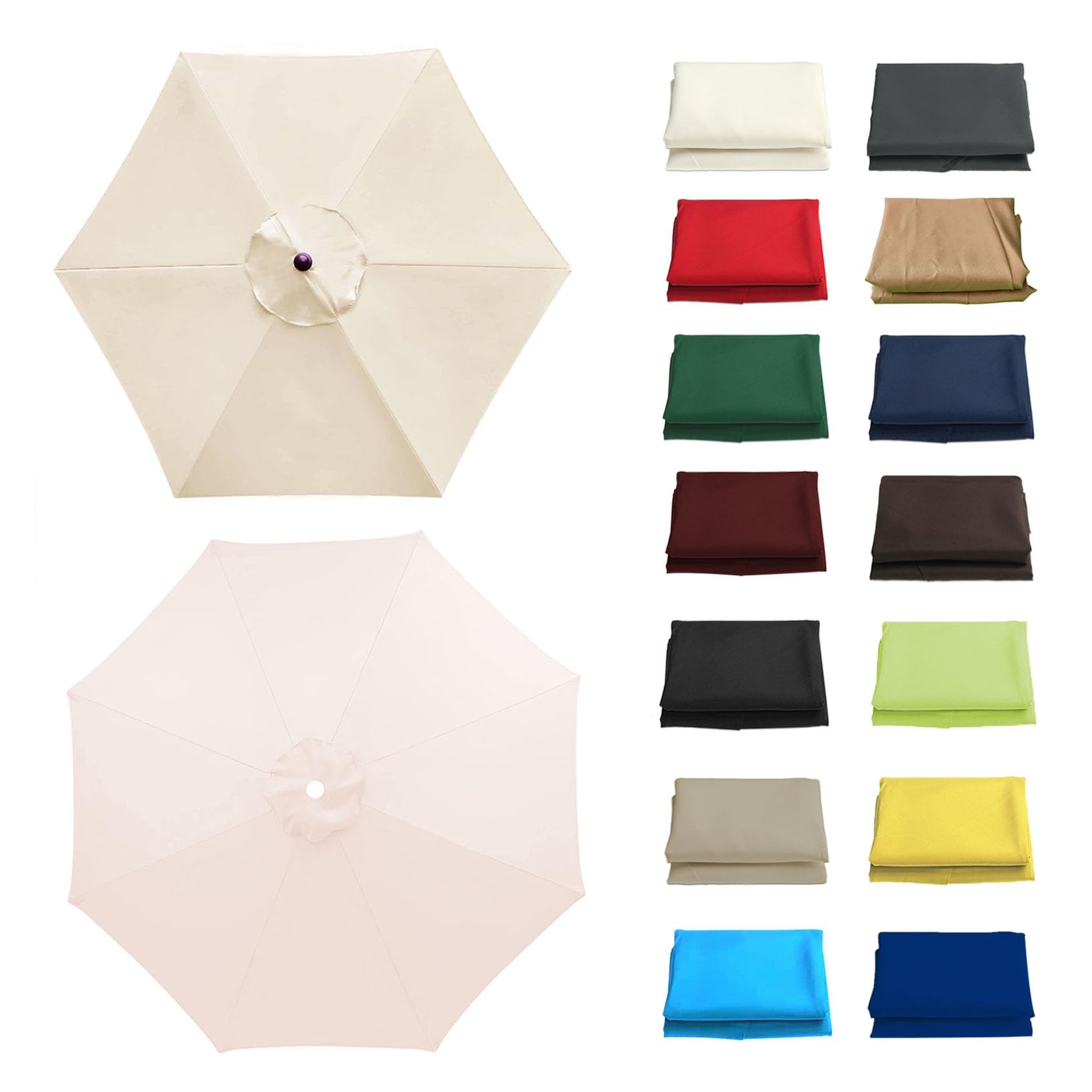 GZDXBF Round Umbrella Canopy Replacement 6 Ribs/8 Ribs, Replacement Parasol Fabric Cover For Outdoor Sunshade Rainproof, Polyester, 200cm 270cm 300cm(Color:White,Size:6 ribs: 3m/9.8ft)