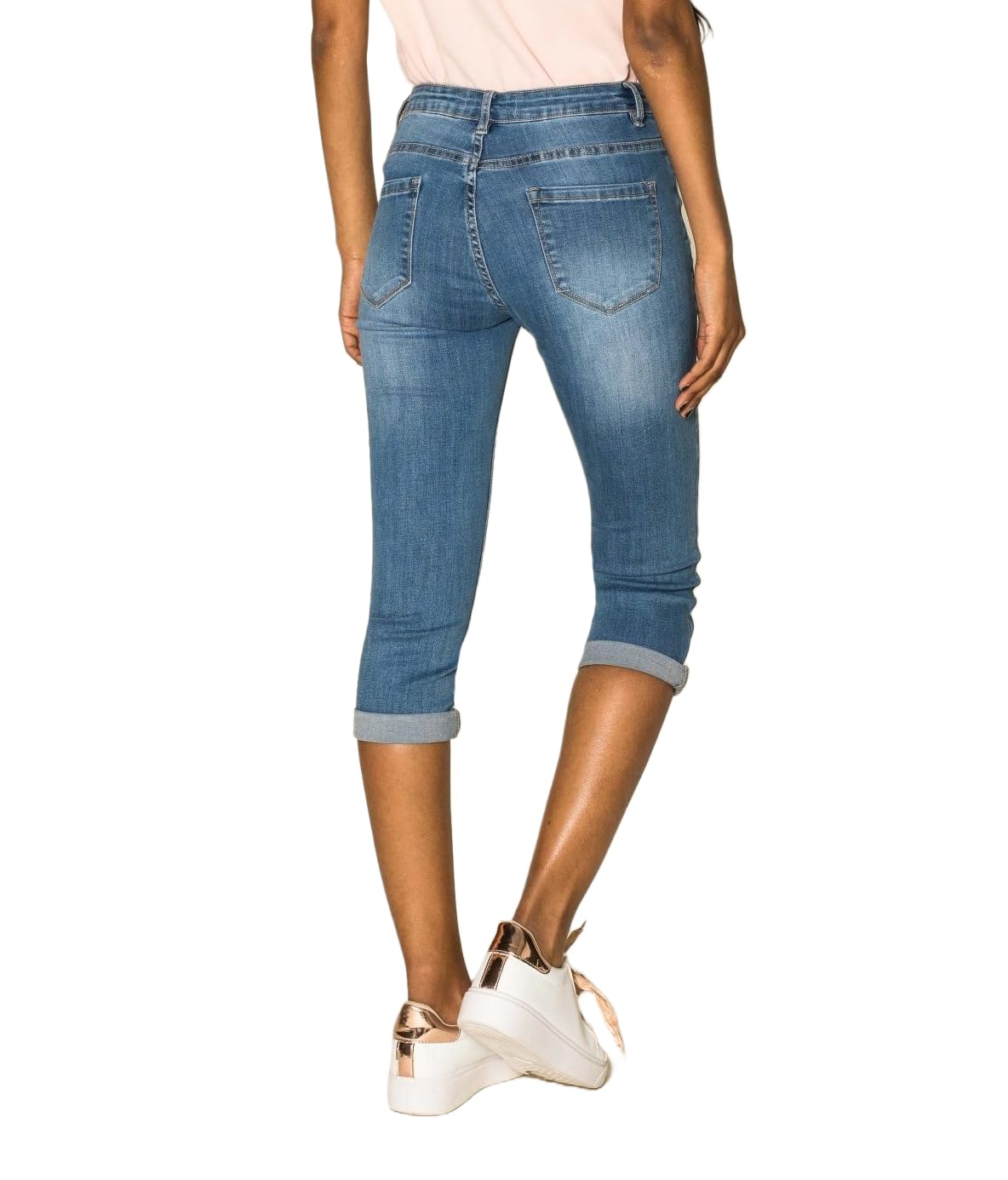 Nina Carter P132 Capri Skinny Fit Jeans a vita alta, effetto lavanderia