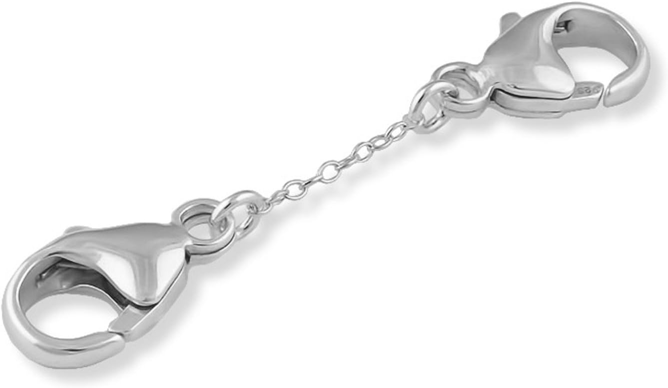 NostrandSterling Silver 1mm Cable Chain Large Lobster Clasp Bracelet Safety 2", 3"