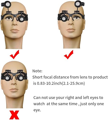 Miniatura 5 de Beileshi Lupa de reparación de relojes, lupa, joyero, juego de herramientas con luz LED con 8 lentes intercambiables, 2.5X 4X 6X 8X 10x 15x 20x 25x