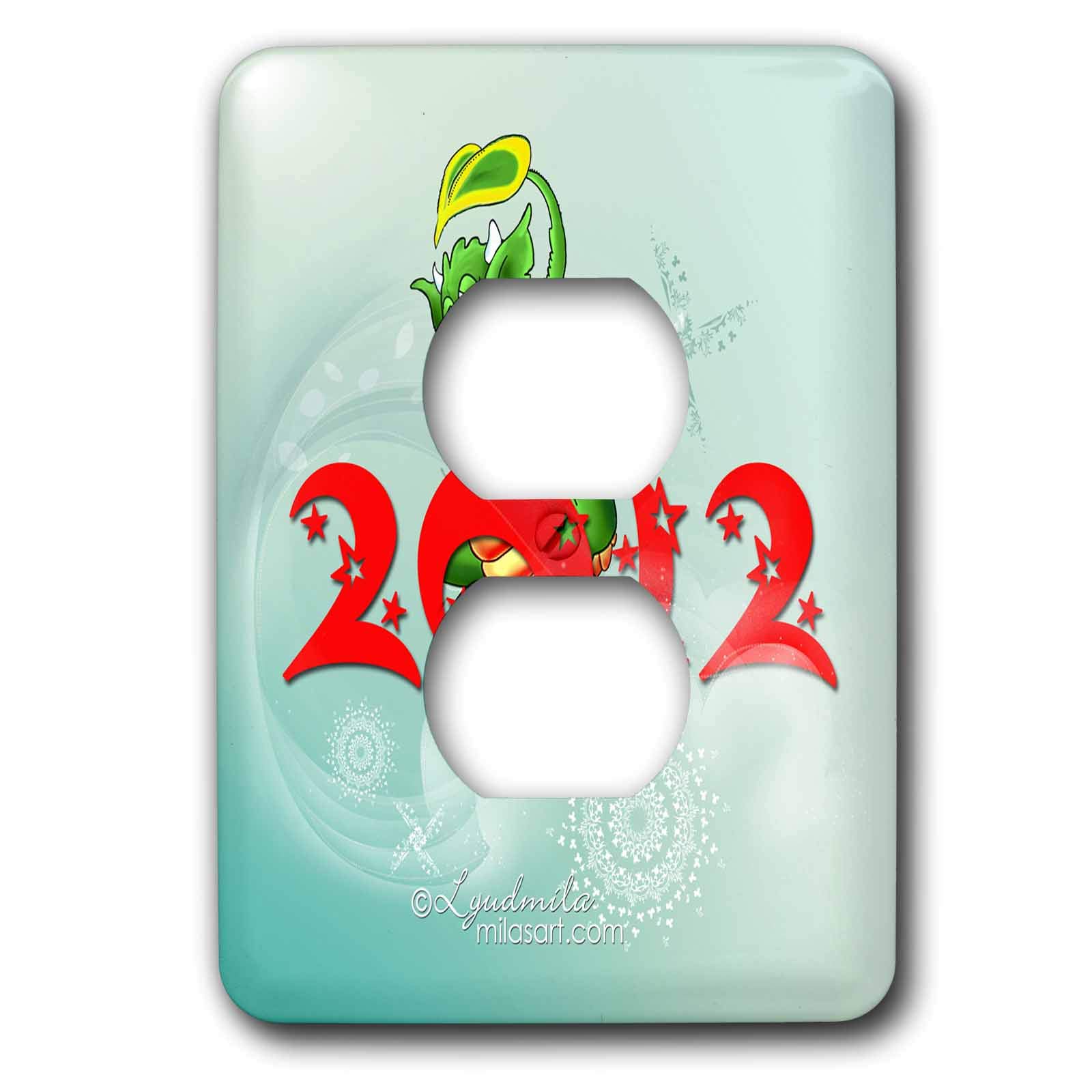 Plaque murale cache-prise 2 prises 3dRose lsp_36609_6 motif dragon asiatique