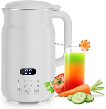 MACOLAUDER Soy Milk Maker, 24 Hour Reservation, Large Capacity, 29 Minutes, Soup Maker, Porridge Maker, Jam Maker, Juicer, Blender, Foaming Beans, Unfiltered, 10 Stainless Steel Blades,
