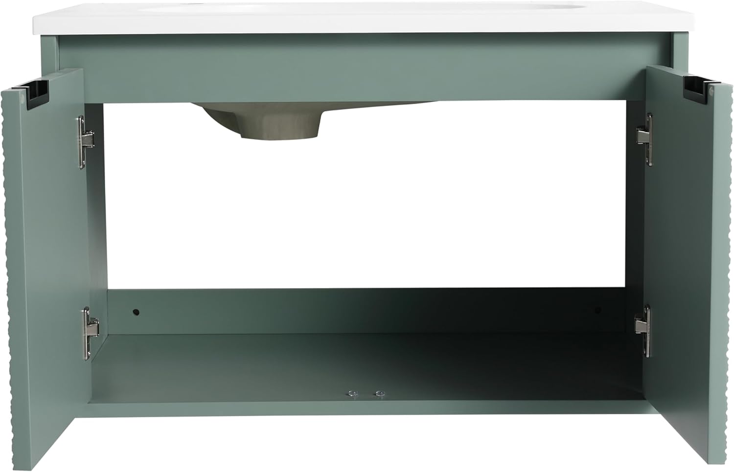 Modern 30" Wall Mounted Bathroom Vanity with Sink Combo Floating Bathroom Vanity Cabinet with Green-Wave Soft Close Doors Wood Bath Vanities w/Drop-Shape Resin Sink for Small Space