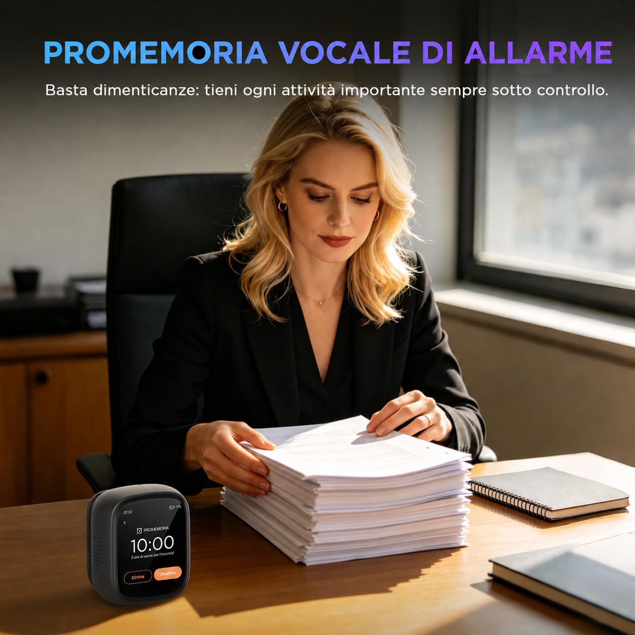 Z02 Traduttore vocale IA e badge, dispositivo di traduzione in tempo reale 102 lingue, registrazione con un‑clic per verbali d’incontri e mappe mentali, Bluetooth integrato per viaggi e lavoro