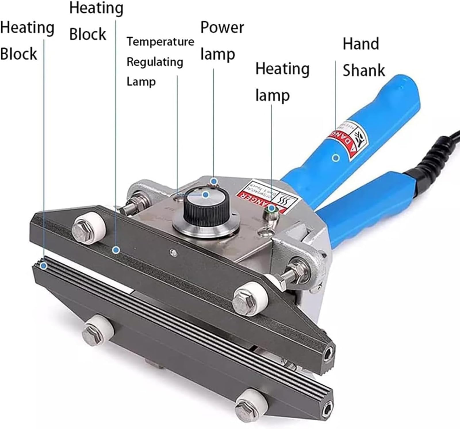 Sellador térmico de mano para bolsas de plástico, temperatura ajustable, acero inoxidable, sellos de bolsas de aluminio de Mylar, 200-600 mm