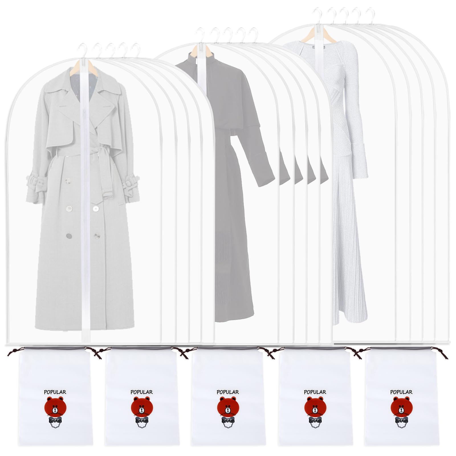Housse Vetements à Suspendre, 60x50x120cm PEVA étanche à La Poussière Et à Leau Housse Vetement, Réutilisable Avec Fermeture éclair - Maison