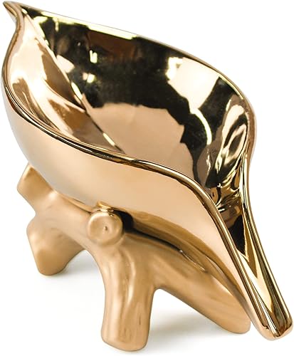 Miniatura 1 de Jabonera de hoja para ducha, soporte de jabón de cerámica con tocón de baño, soporte para plato de anillo de baño, para joyas, compromiso, boda,