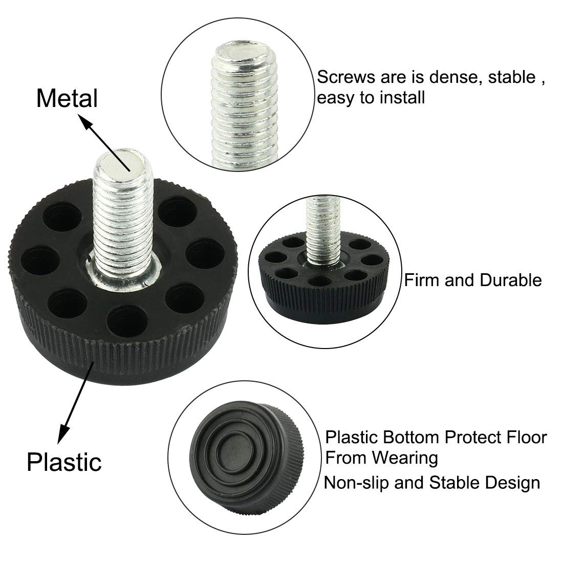 Pied De Meuble VOCOSTE M6 X 18mm X 18mm Pieds De Nivellement Réglables Patin Jambe Table Chaise Protecteur Plancher 16Pcs - Bricolage