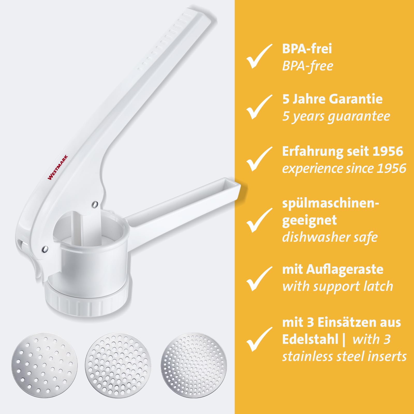 Westmark Presse à Spätzle et à Pommes de Terre, 1 Pièce, Blanc
