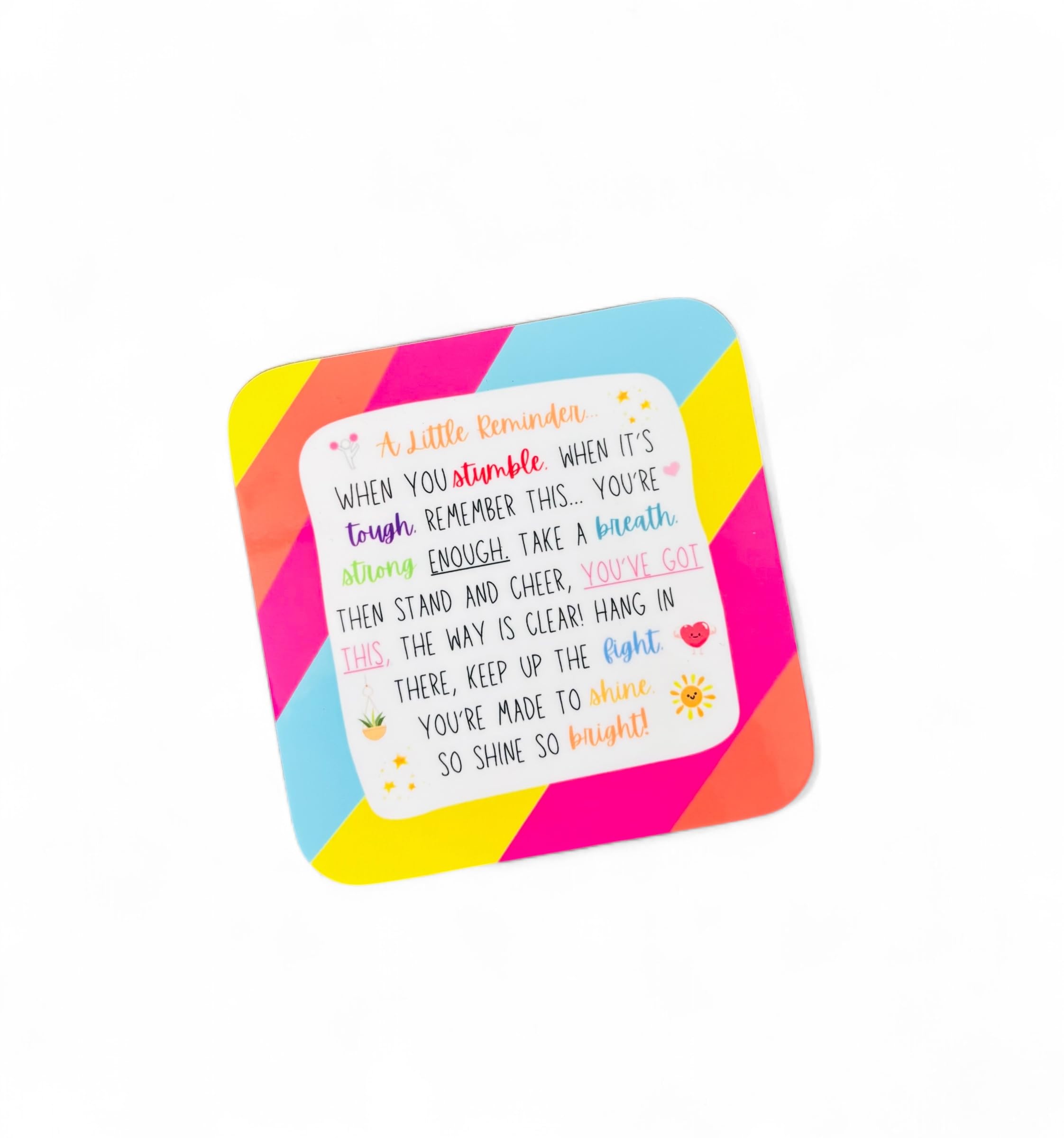 Maisie Moo Gifts Limited Multicolor Inspirational Quote Wooden Coaster, Colourful Design, Motivational Gift