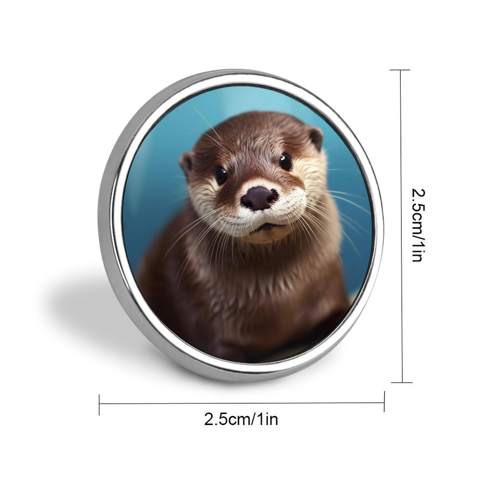Aluminium Alloy Round Badge Brooch Pins for Men Cute Otter Brooches Elegant Pin for Women Fashion Button Badges Brooch Badge for Hats Jackets Shirts