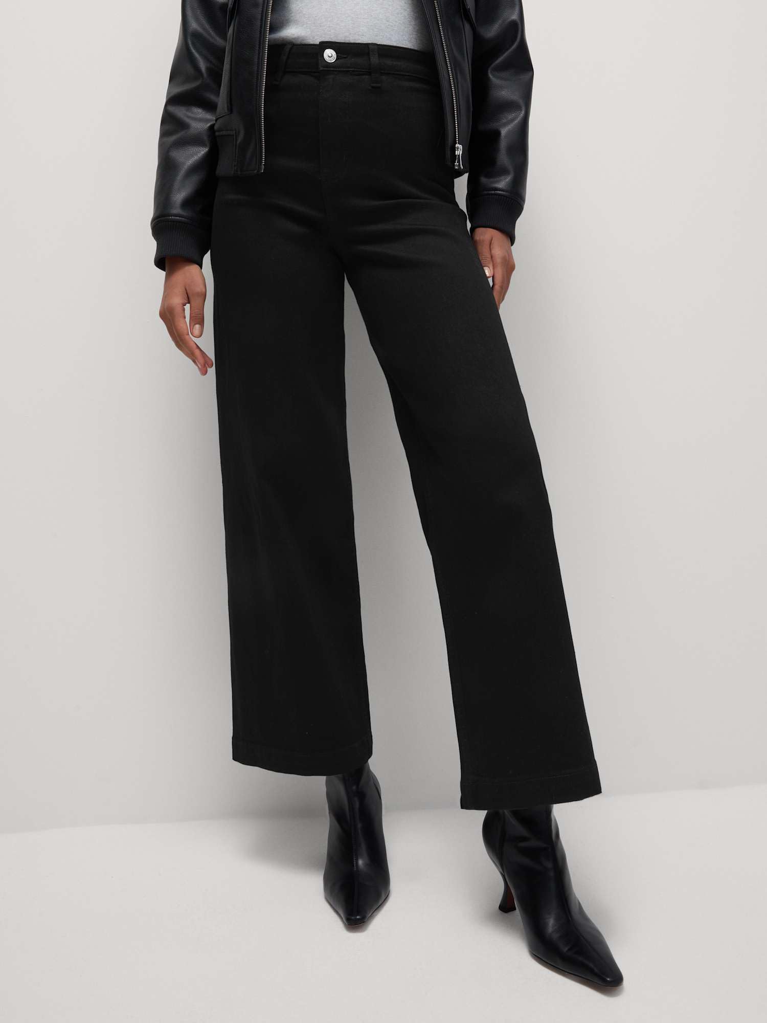 Marks & Spencer Jean Taille Haute Jambes Larges Longueur Cheville Femme, avec Stretch