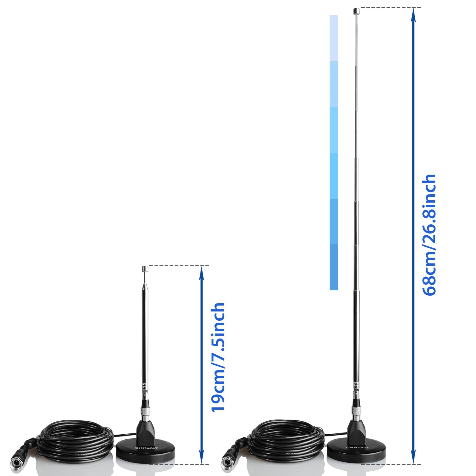 Antenne FM pour récepteur stéréo - Base magnétique, câble coaxial de 4,9 m, rétractable, réception FM parfaite pour système home cinéma