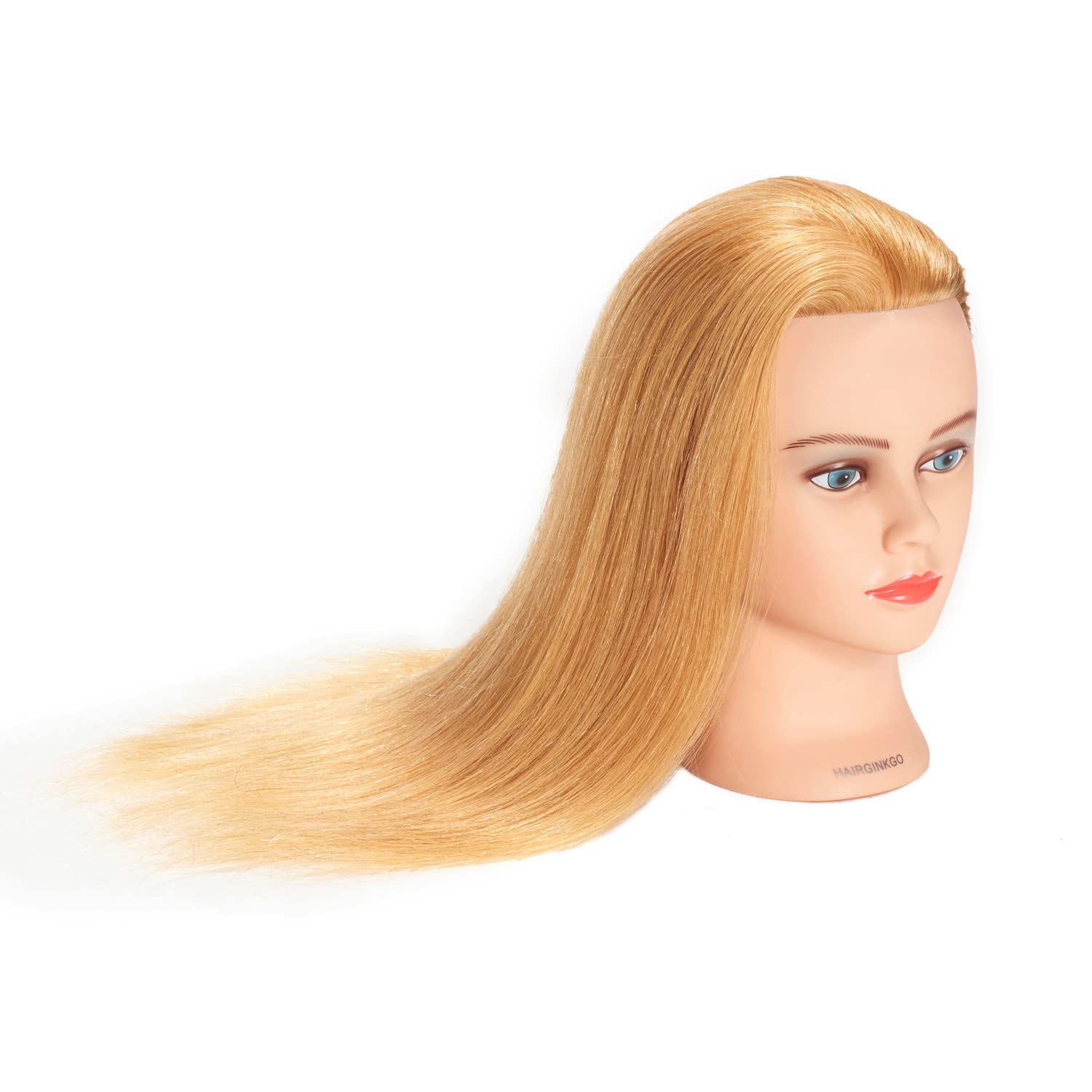 Hairginkgo Mannequin Head 20"-22" 100% Human Hair Manikin Head for Hairdresser Training, Cosmetology Practice - Includes Clamp Stand