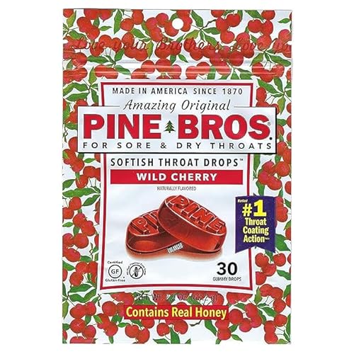 Pine Bros. Softish Throat Drops Value Size Wild Cherry - 30 Drops (Pack of 3)