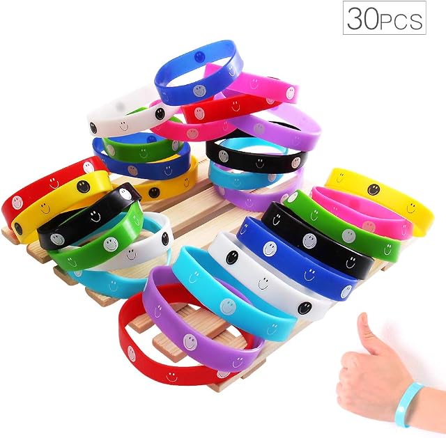 JiaLe Silicone bracelet, Rubber bracelet sports, Wristband party items, Birthday gift, Giveaway, 9 colors, 30 pieces, Suitable for adults and children