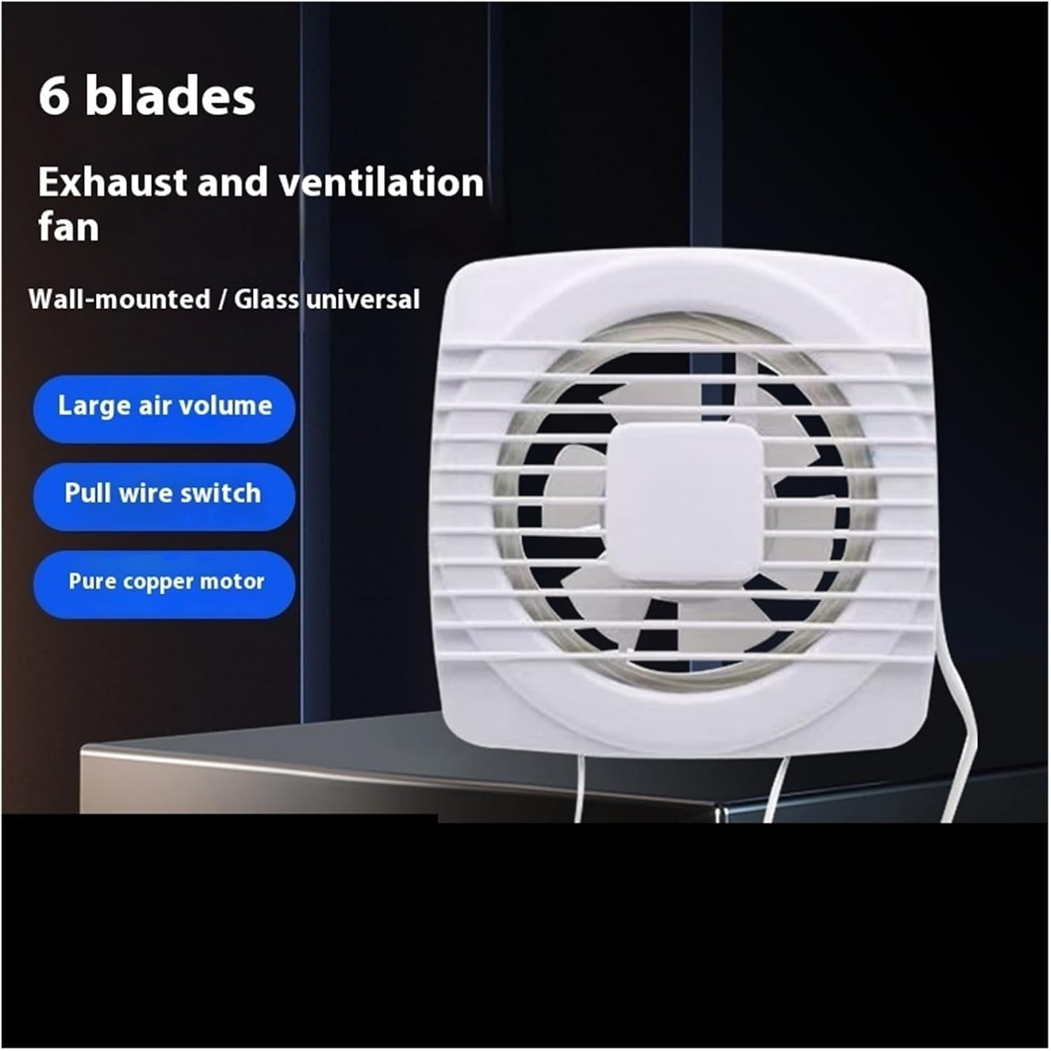 Ventilation Fan, 4/6/8inch Silence Ventilating Strong Exhaust Extractor Fan For Window Wall Bathroom Toilet Kitchen Mounted,Bathroom fan(6inch)