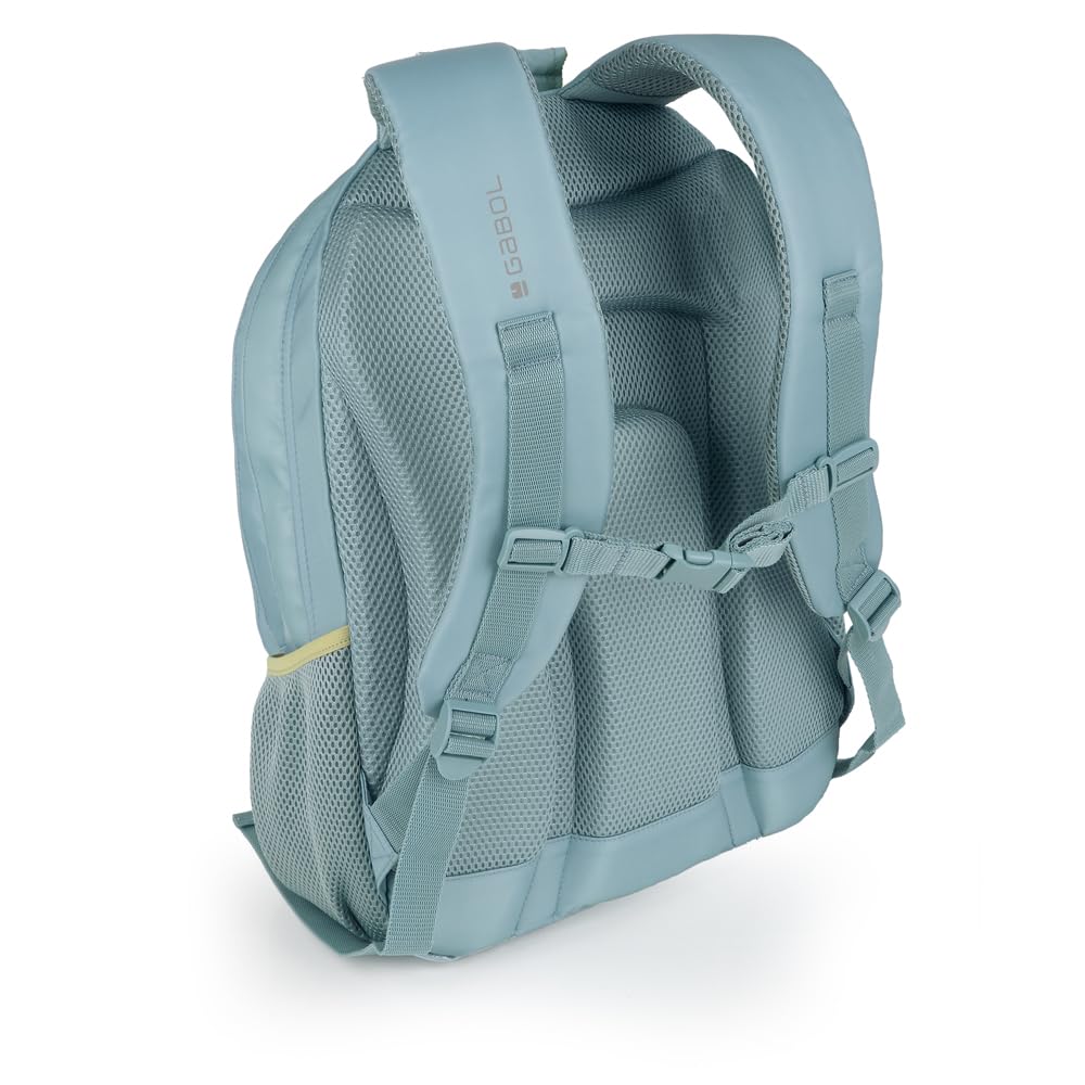 Gabol - Mochila Escolar de 3 Compartimentos 32x44x18 cm Whisper con Espalda Ergonómica de Rejilla, Funda para Portátil 15,6'' y Base Reforzada - Verde Menta