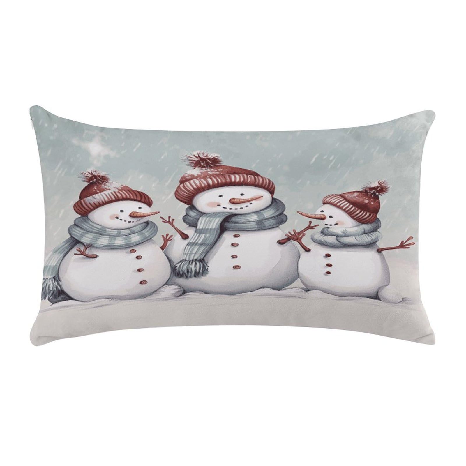LDGSUPH Winter Snowman Throw Pillow Cover with Zipper Long Throw Pillow Case Anti-Fading Pillow Protector Super Soft Decorative Cushion Case Exquisite Plush Pillowcase12 X 20 in