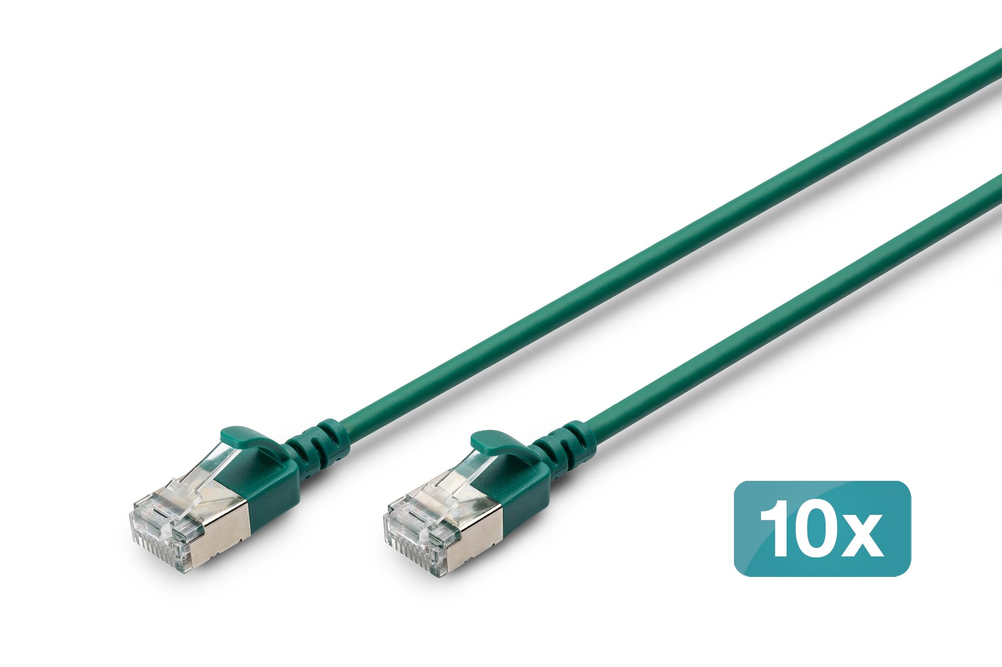 DIGITUS Câble LAN Cat 6A – 5 m – 10 pièces – Slim – F/FTP – Vert | 10 Gbit/s – Blindé – PoE+ – AWG 32/7 – LSZH – Câble réseau RJ45 – Compatible Cat 6 et Cat 7