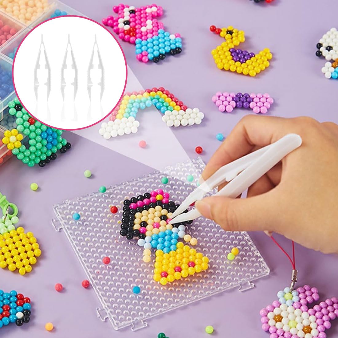 Pinzas Manualidades - 15 pcs Pinzas de plástico Paquete,10 cm Pinzas de Primeros Auxilios Pinzas de Cuentas a Granel para fusibles para niños Hechos a Mano Manualidades
