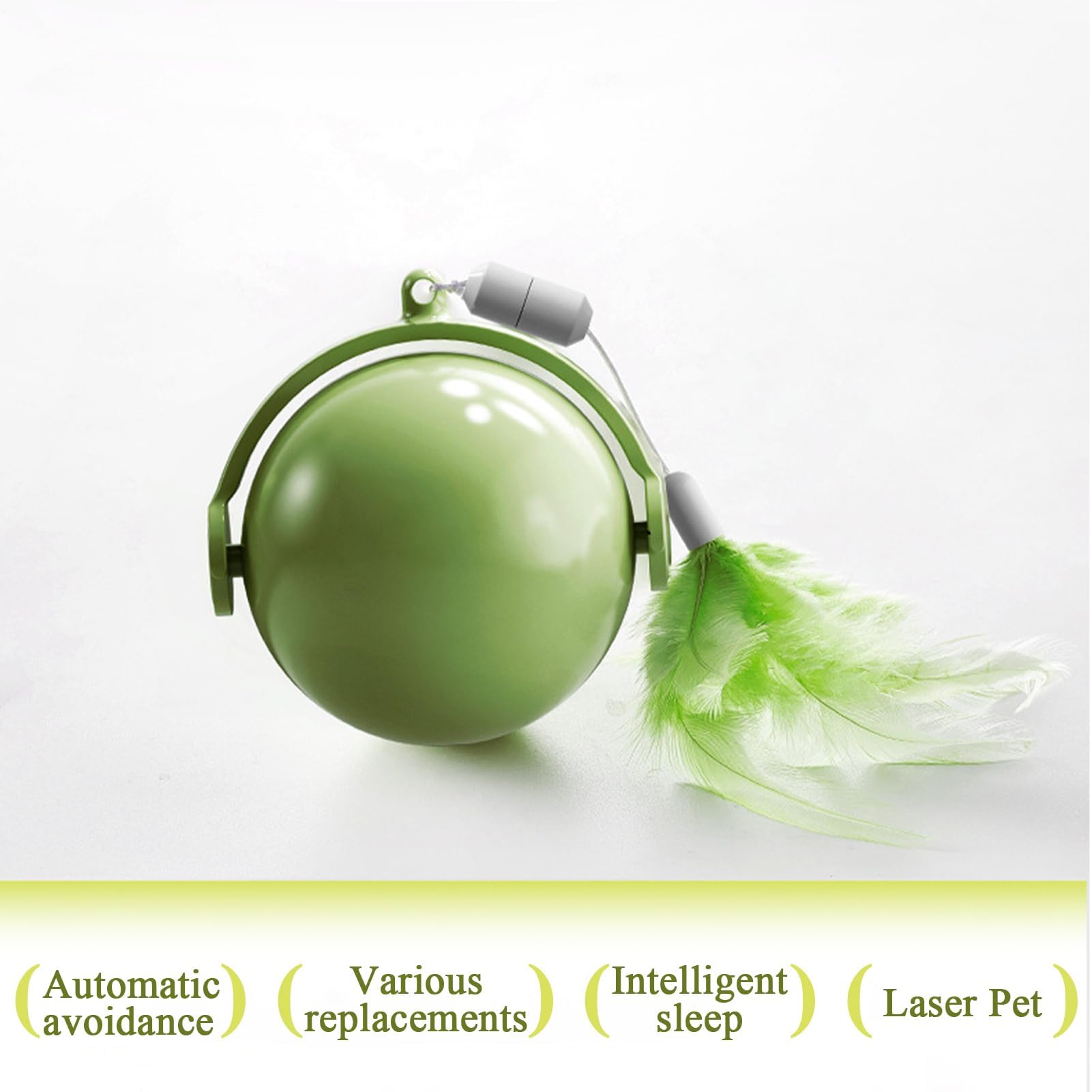 Juguetes para Gatos， Juguete Inteligente for Gatos con Pelota, Juguete Interactivo for Evitar obstáculos, de Ejercicio for Mascotas Plumas