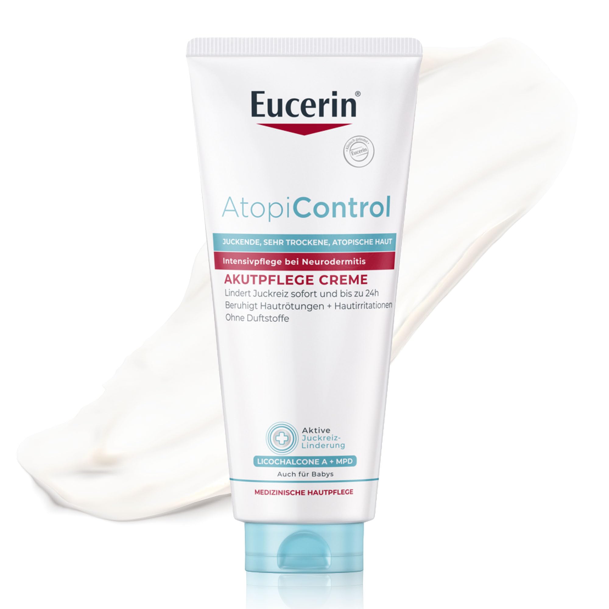 Eucerin AtopiControl Akutpflege Creme 100 ml,Hautpflege bei Neurodermitis | Akute Hautpflege bei trockener & atopischer Haut, Lindert sofort Juckreiz, Rötungen & Irritationen, Mit Licochalcone A