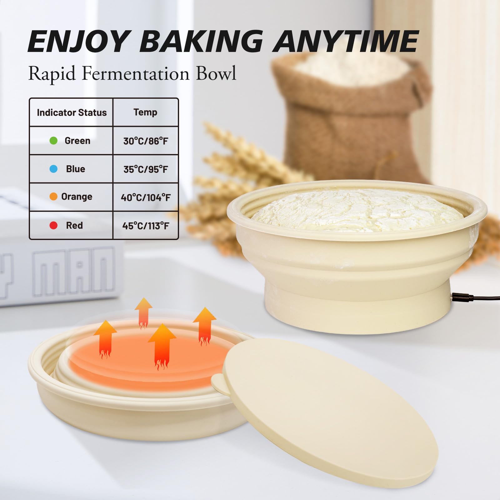 Panier Fermentation Pâte électrique - Thermostatique En Silicone Pour Pain Au Levain - 8