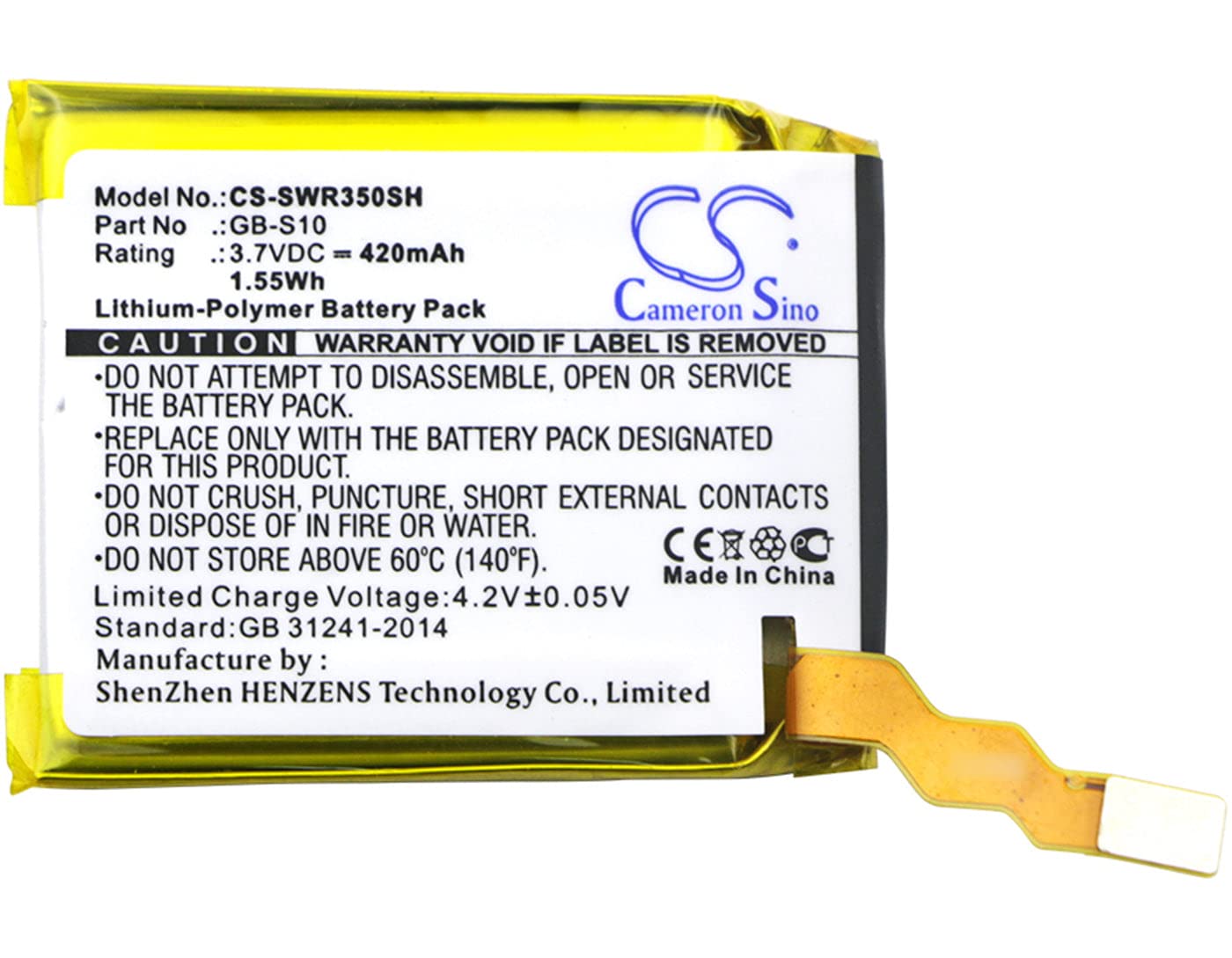 VI VINTRONS GB-S10, GB-S10-353235-0100 Replacement Battery for Sony SmartWatch 3, SWR50,