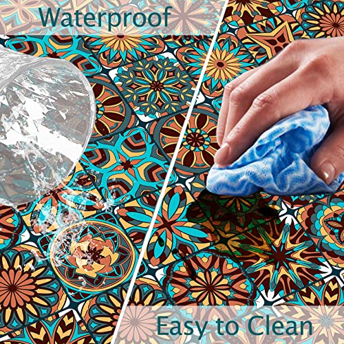 Aihonmin Tablecloth For Folding Table, Waterproof Picnic Table Cover Fitted Table Covers For 6 Foot Tables, Elastic Rim Plastic Table Cover For Picnic, Camping, Indoor, Outdoor Boho(30 X 72 Inches) #TOP2