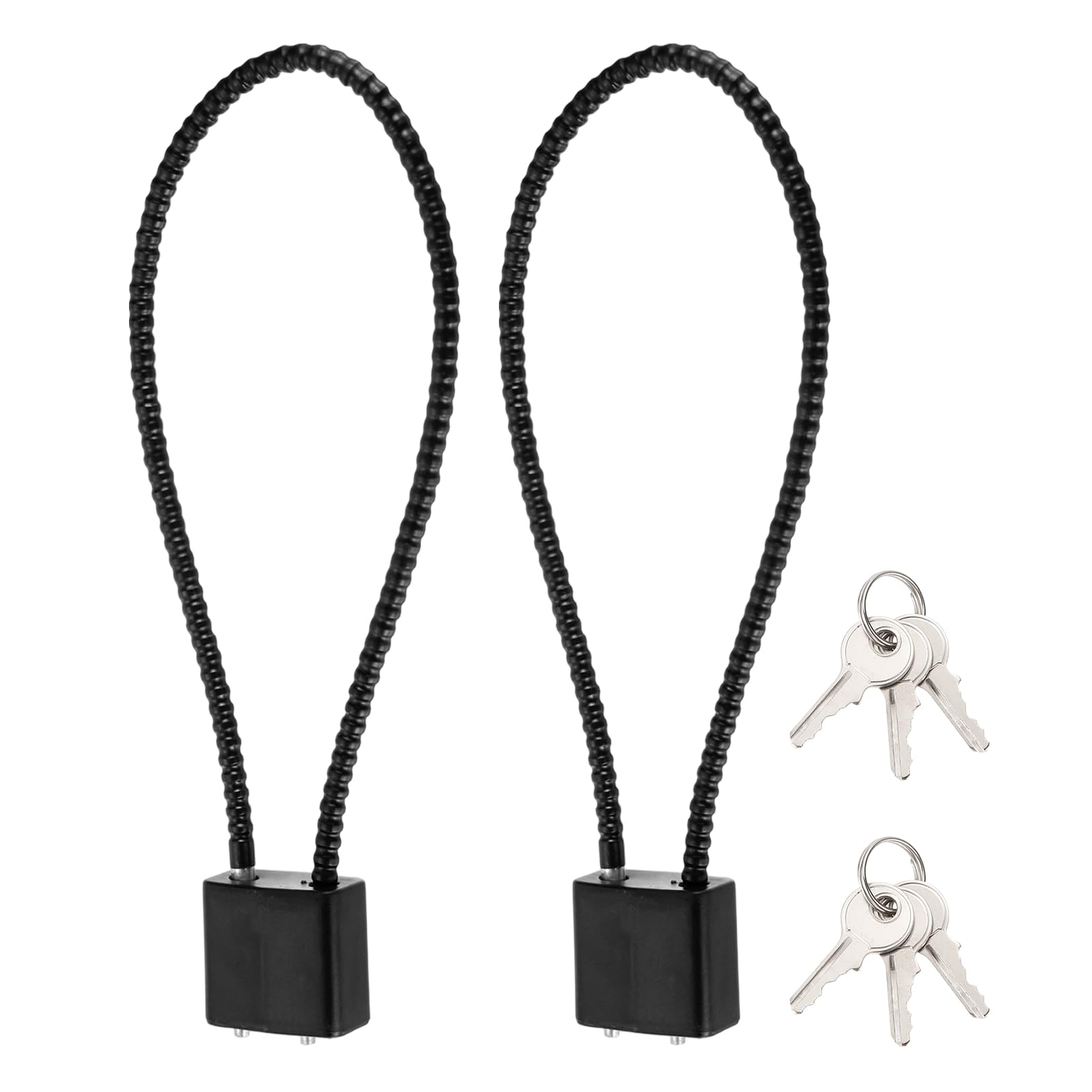 PATIKIL Cable Locks with Key Different, (38cm / 15 Inch, Black)(2 Pcs), Heavy Duty Viny-Coated Steel Security Wire Cable Lock for Bike/Helmet/Gate/Cabinet/Fence/Luggage/Tool Box