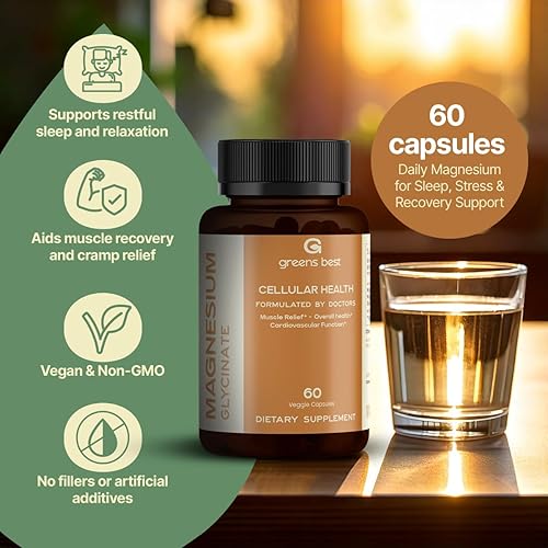 Miniatura 4 de Greens Best - Glicinato de magnesio 500 mg  Magnesio quelado de alta absorción para dormir, recuperación muscular y salud cardíaca  Sin OMG, vegano,