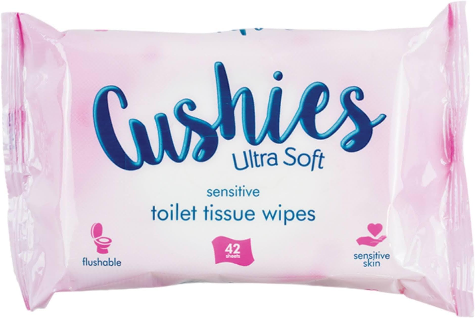 Cushies Sensitive Moist Toilet Wipes: Refreshing Soft Wet Wipes - 42 Wipes for Gentle Cleansing, Classic Cotton Smell - Flushable & Biodegradable - 1 Pack